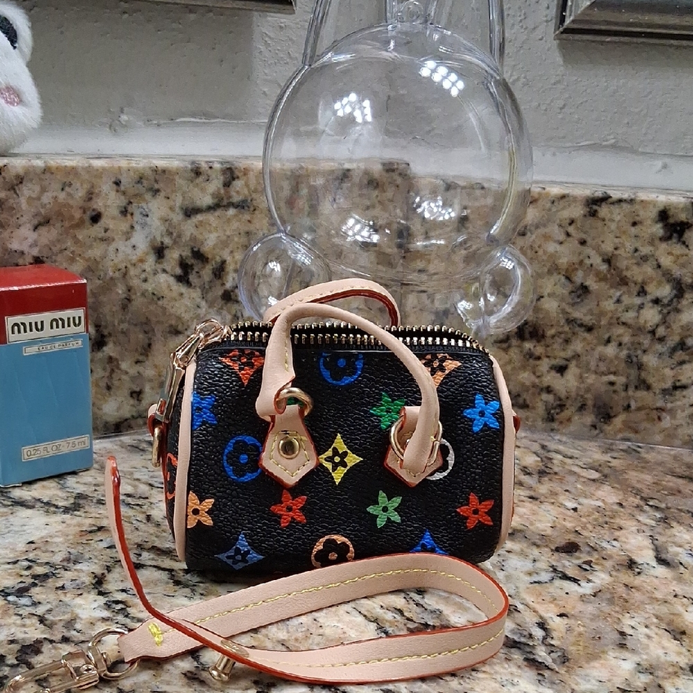Labubu Black Mini Crossbody Bag with Multicolor Accents